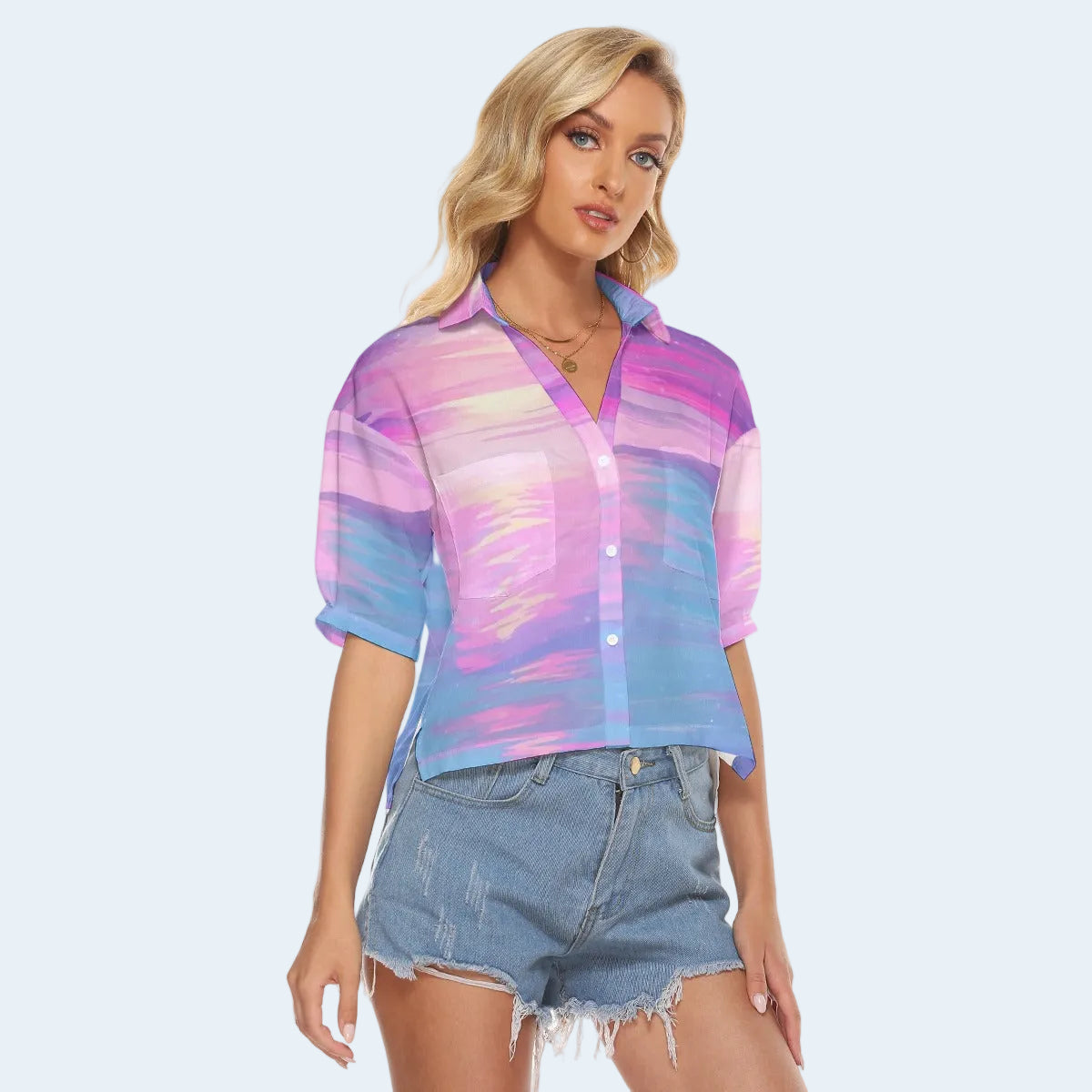 Rose Water Breeze Button-Up Shirt