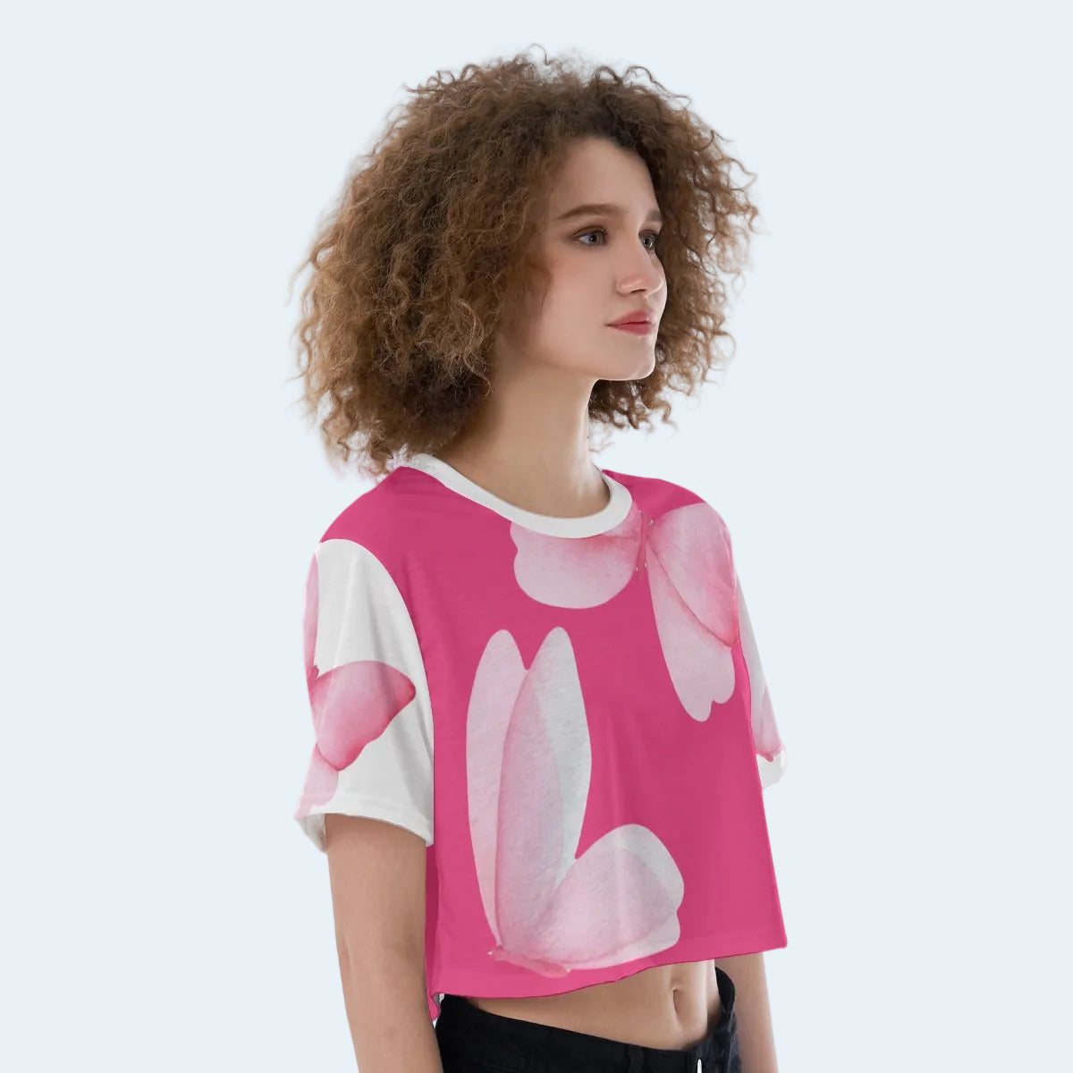 Pink Butterfly Crop Top
