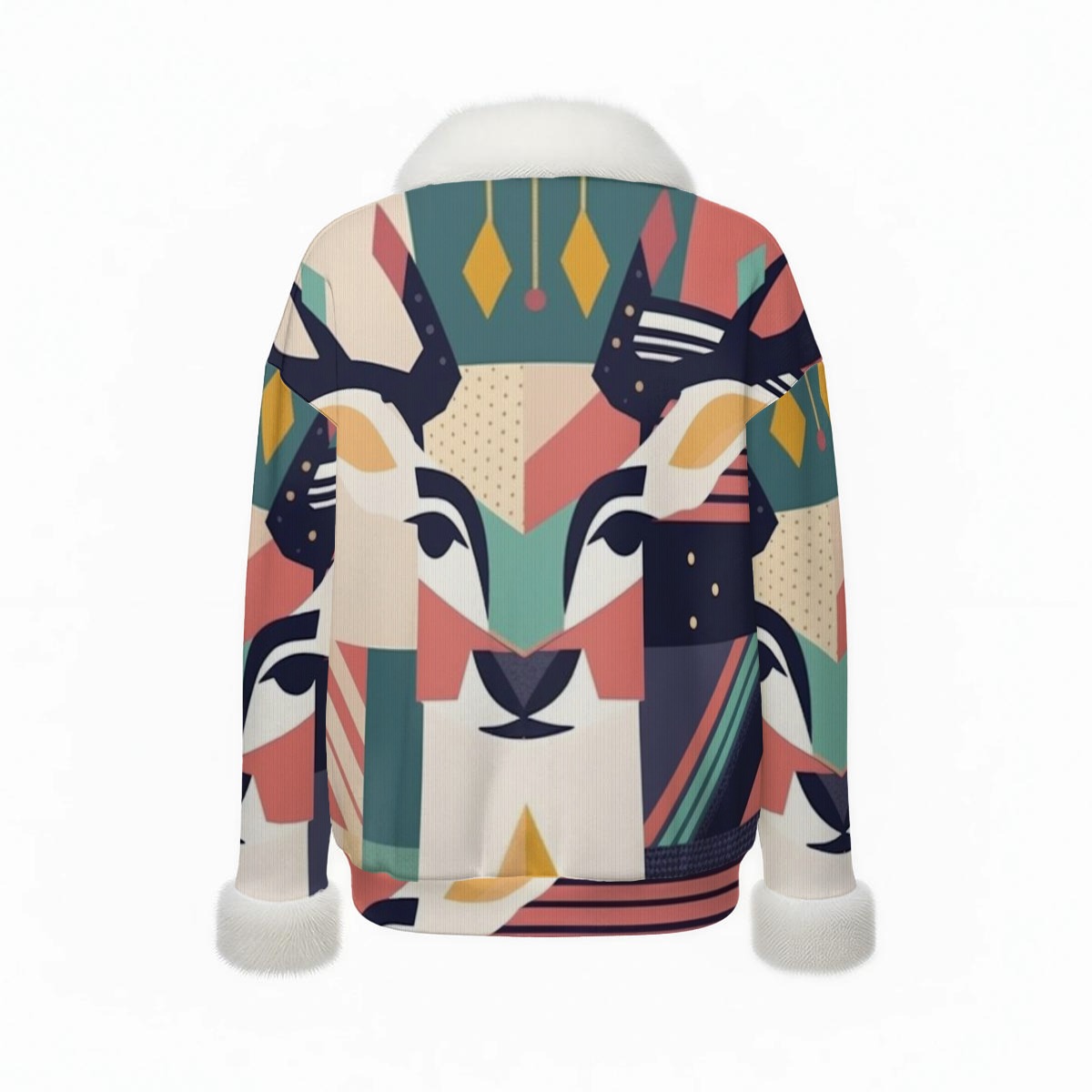 Fur-Trim V-Neck Sweater - Image 3